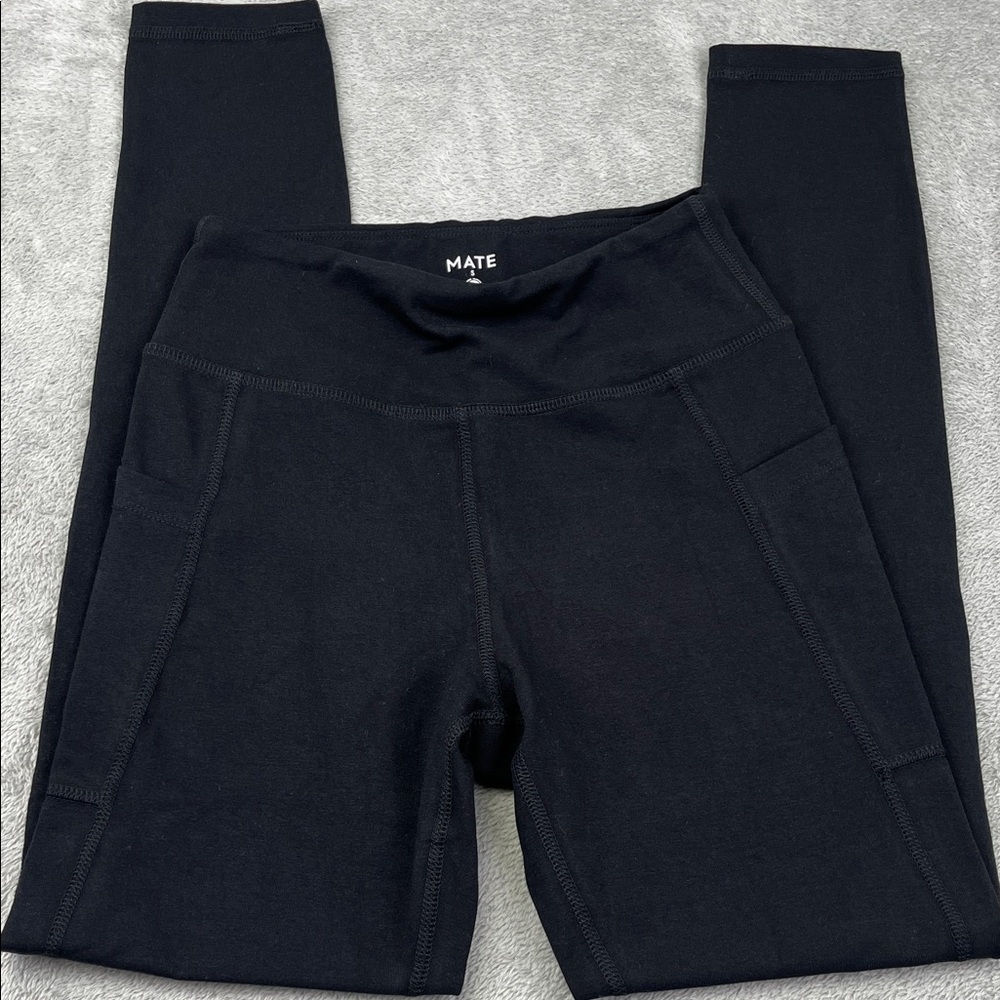 NEW MATE The Label S Organic‎ Stretch Pocket Full Length Black Leggings